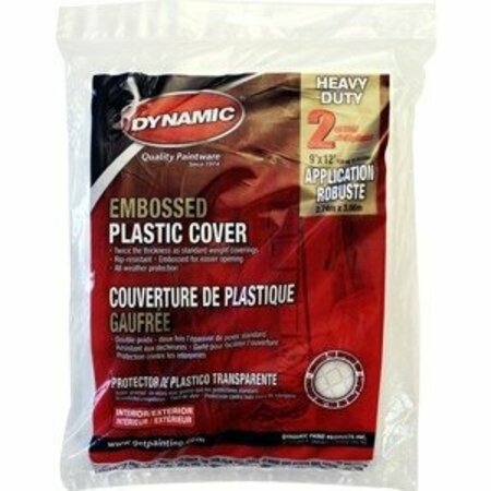 DYNAMIC PAINT PRODUCTS Dynamic 9' x 12' 2mil Embossed Clear Plastic Flat Packed Drop Cloth 00387
